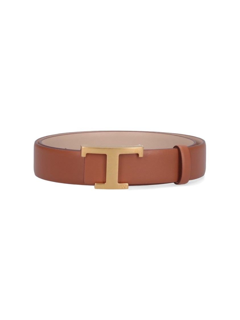 ベルト Tod's Reversible Hammered Leather Belt With Logo Buckle Tod's Reversible Hammered Leather Belt With Logo Buckle