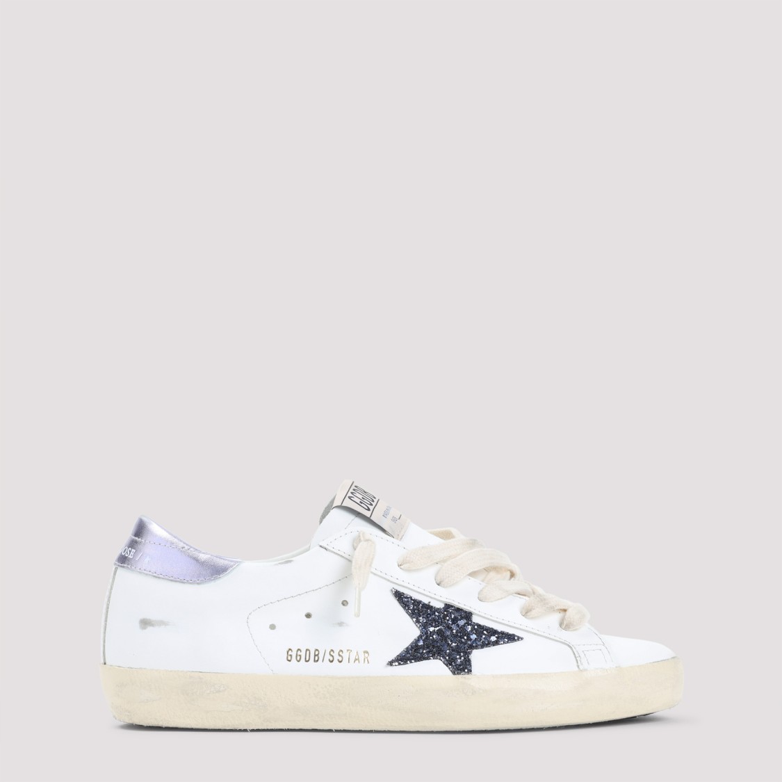 Golden Goose Super Star Leather Upper And Toe Glitter Star Laminated Heel In White