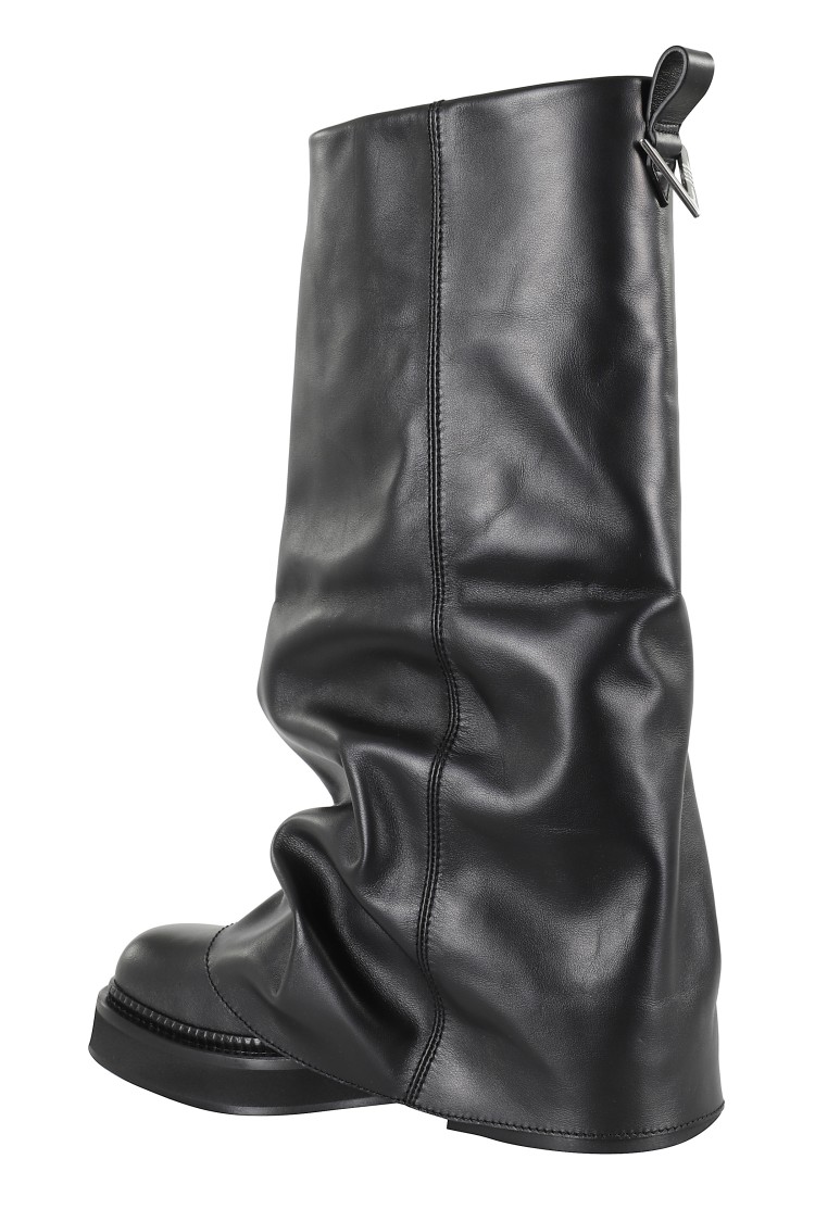 Attico 'robin' Black Boots With Square Toe And Logo Plaque On The Rear