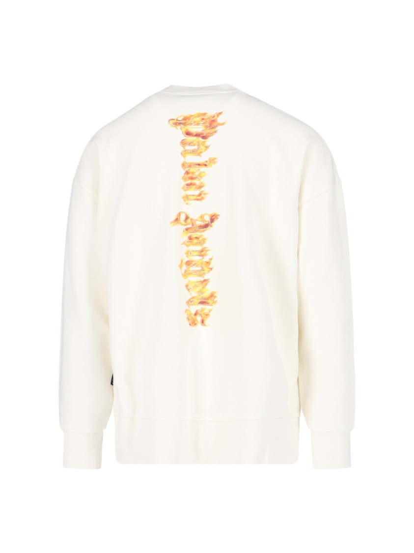 Shop Palm Angels Burning Palm Printed Sweatshirt – Off-white In Neutrals
