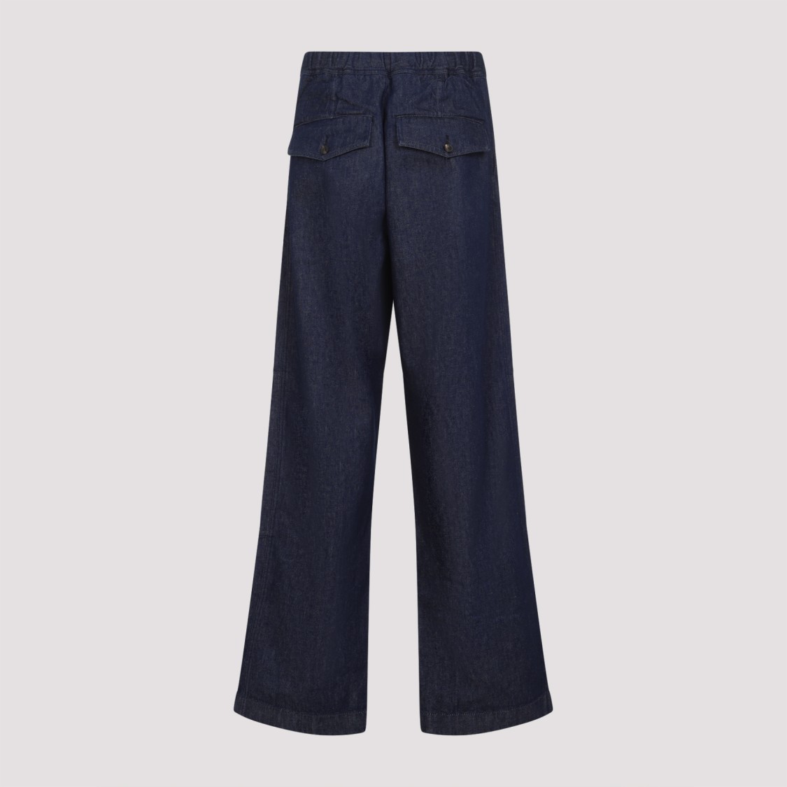 Dries Van Noten Wide Leg Wool Pant With Elastic Waistband In Blue