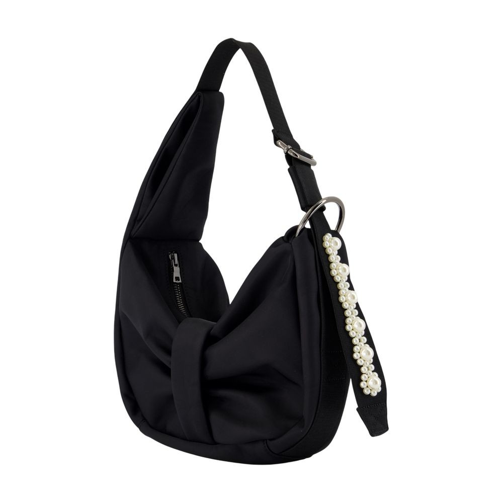 Simone Rocha Mini Sling Bow Shoulder Bag - Nylon - Black In Black