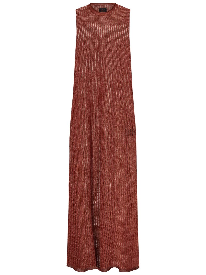 Fisico Cristina Ferrari Fisico Cinnamon Perforated Lurex Knit Maxi Dress