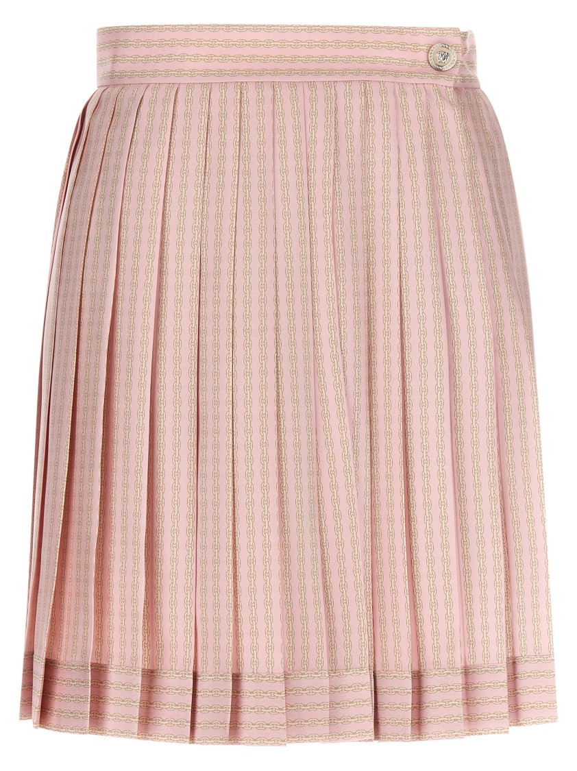 Versace Foulard Print Silk Twill Mini Skirt In Pink