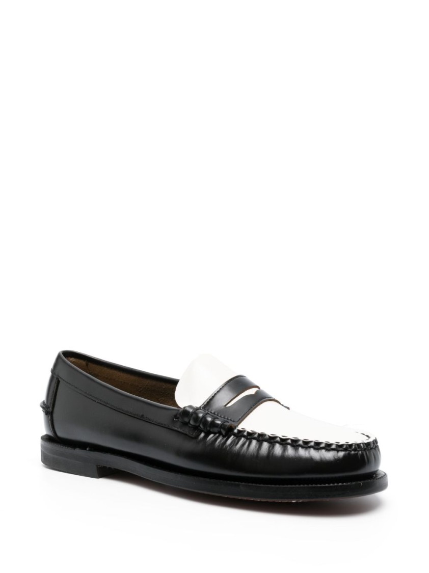 Sebago Loafer-style Black Flat Shoes With Refined Stitching In Black