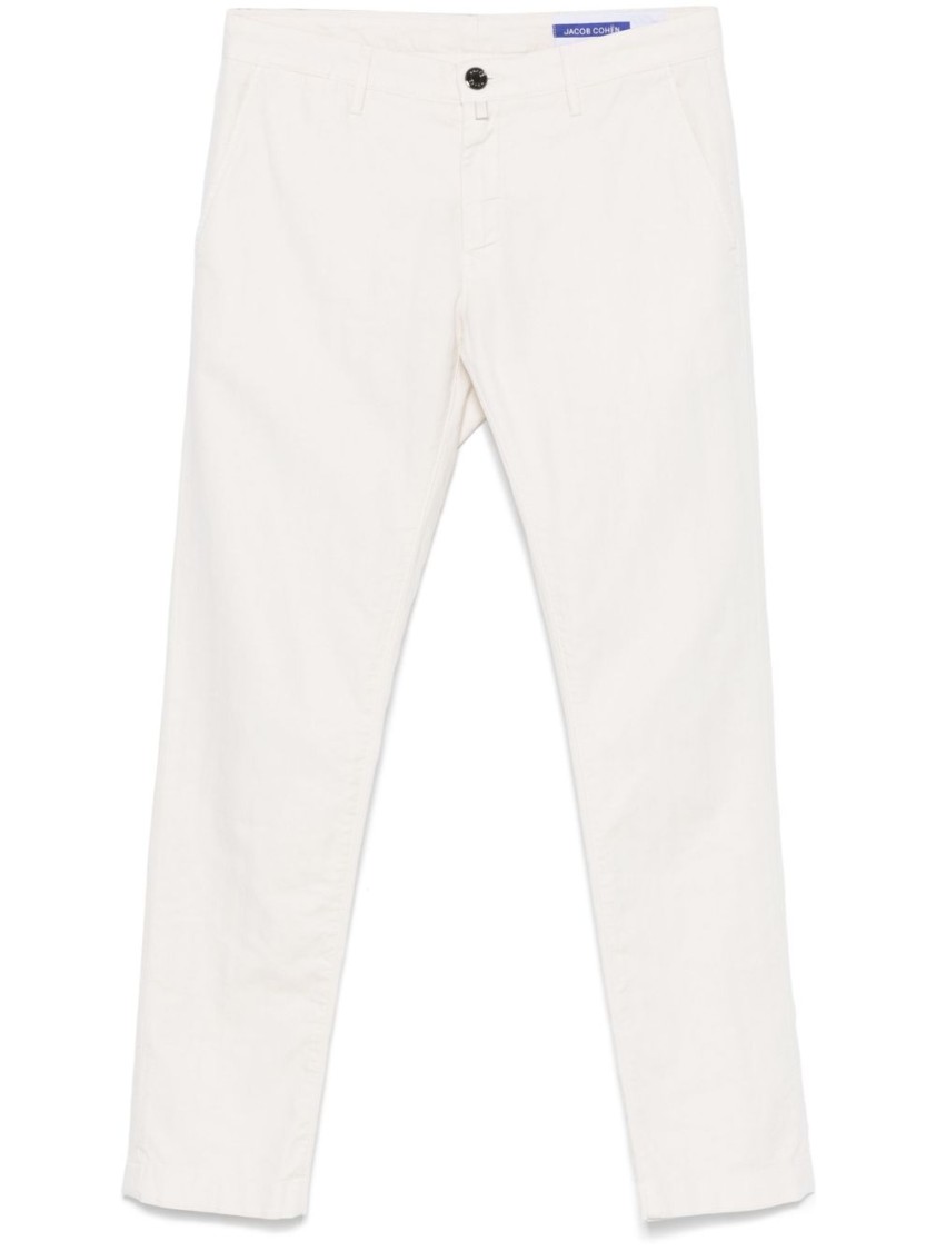 Jacob Cohen White Jeans With Concealed Fly And Versatile Pockets In White