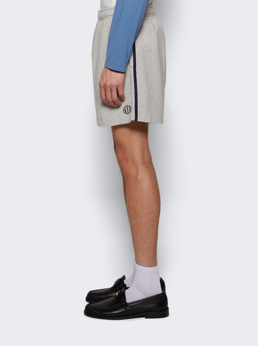 Bode Crew Side Stripe Sweat Shorts Heather Grey In Grey