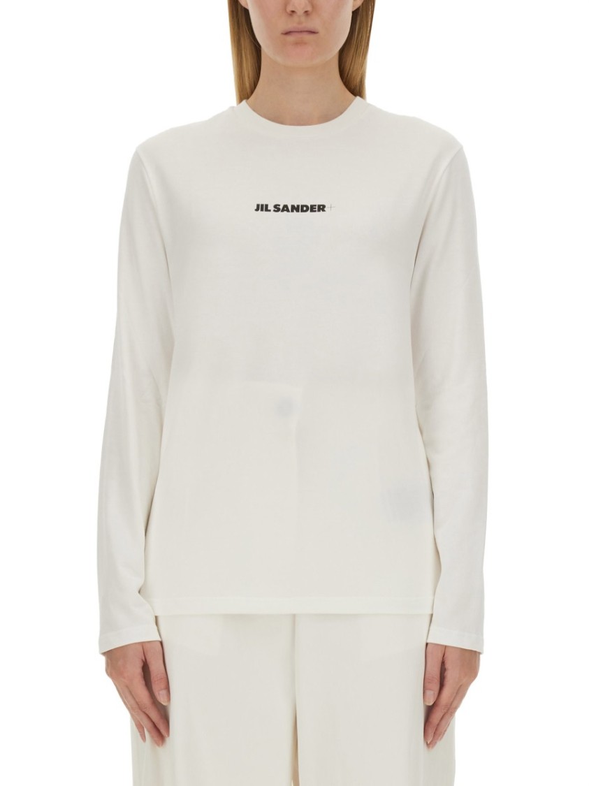 Shop Jil Sander Long-sleeved T-shirt With Logo In White