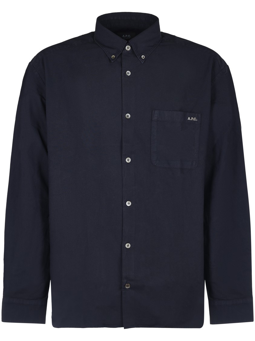 Apc A.p.c. Classic Button-down Shirt With Logo Detail In Black