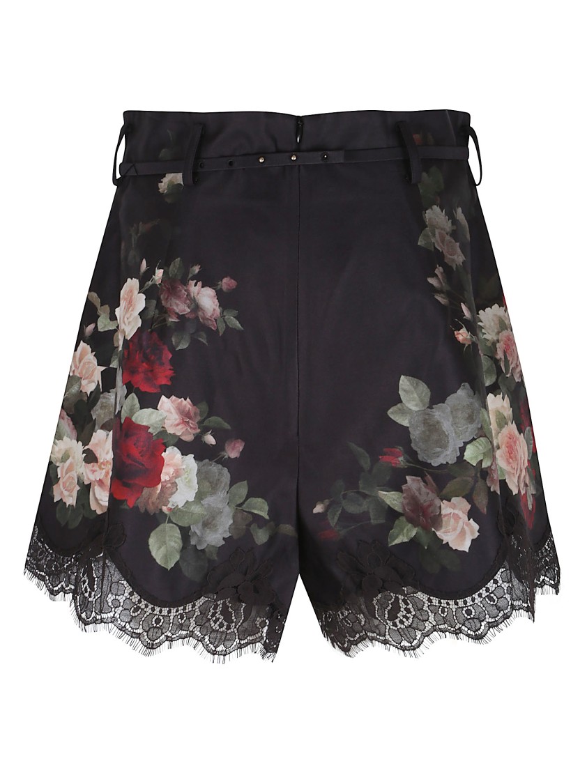 Zimmermann Hypnotic Lace Trim Silk And Cotton Short In Black