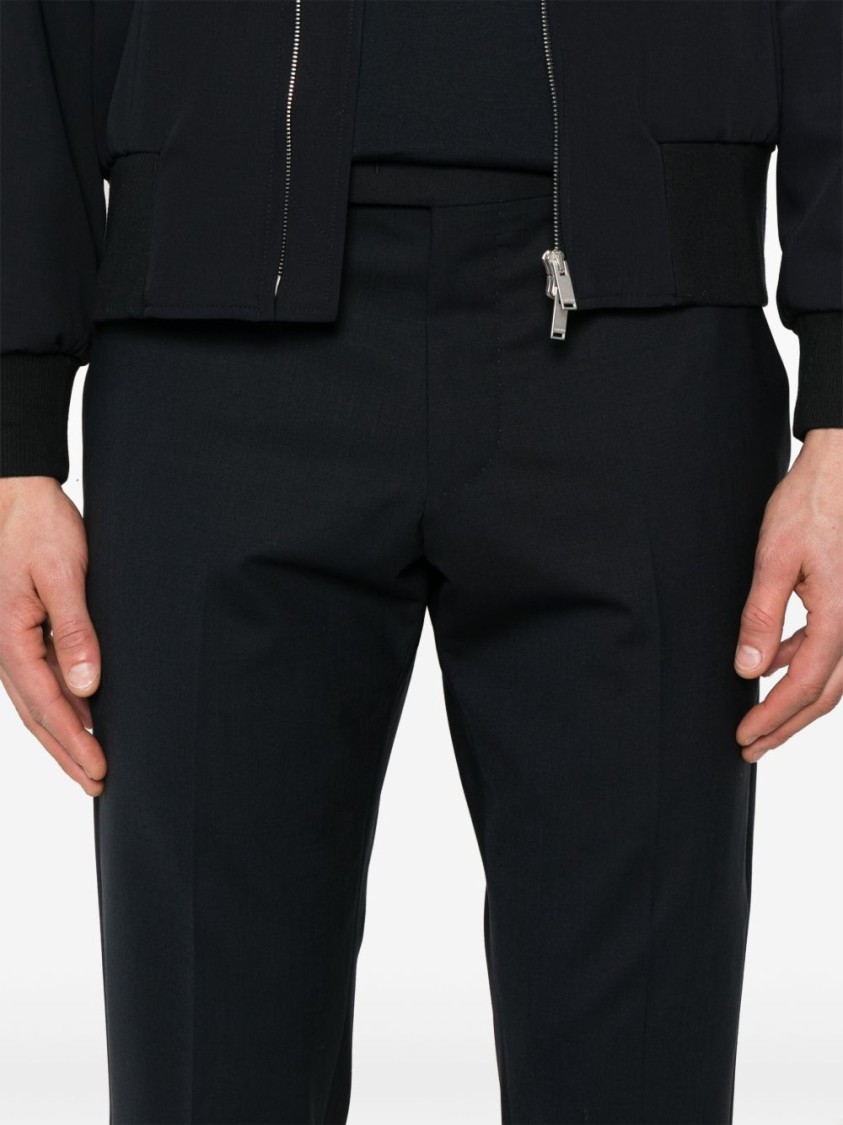 Pt Torino Tailored Blue Trousers With Subtle Crease In Black