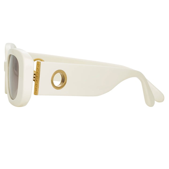 Linda Farrow Lola Rectangular Sunglasses In In White