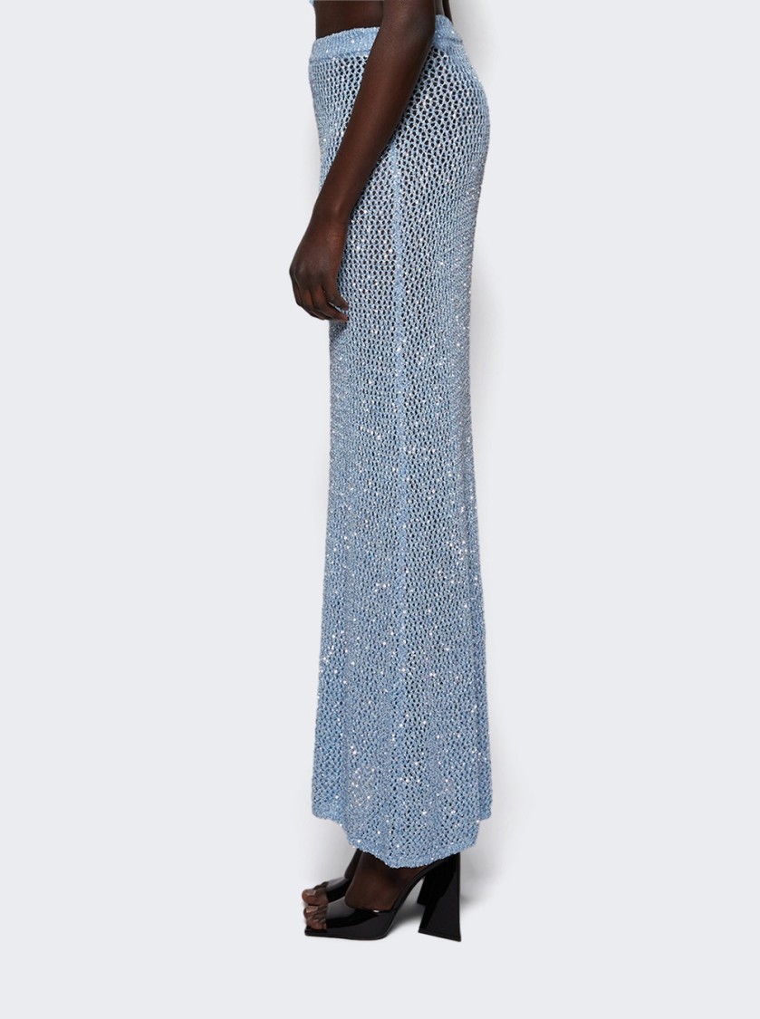 AREA AREA SEQUIN CROCHET MAXI SKIRT LIGHT BLUE 
