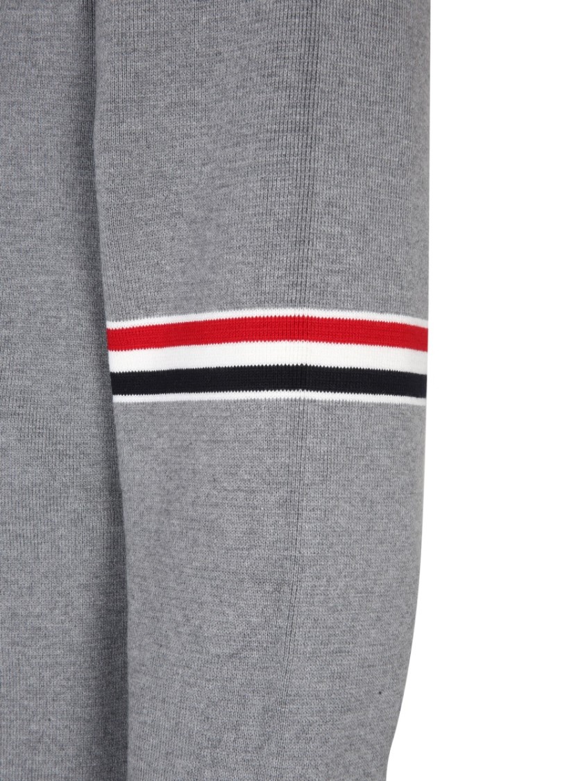 Thom Browne Stripe-detail Cotton Jersey Hoodie In Grey
