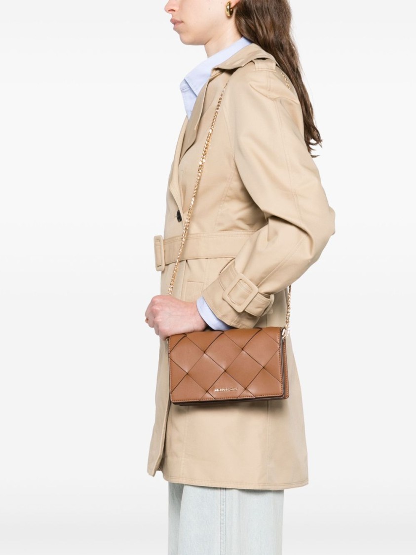 Shop Michael Kors Quilted Beige Shoulder Bag With Gold Chain Strap