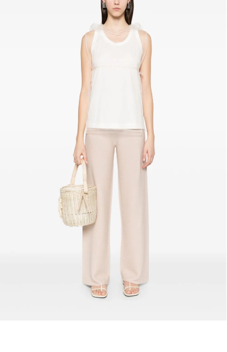 Fabiana Filippi Layered Jersey Top With Sheer Overlay In White