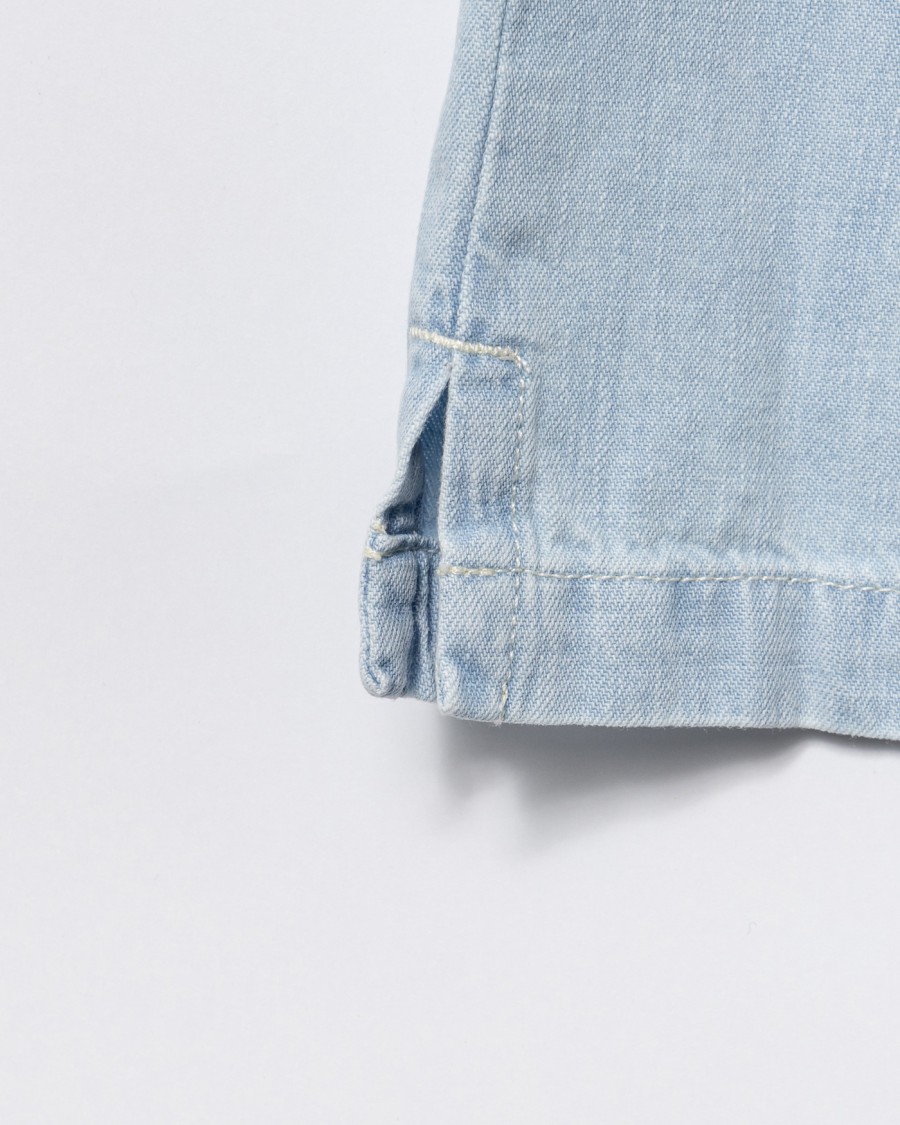 Apc A.p.c. Relaxed Fit Light Blue Pants With Elastic Waistband And Tapered Leg In Blue