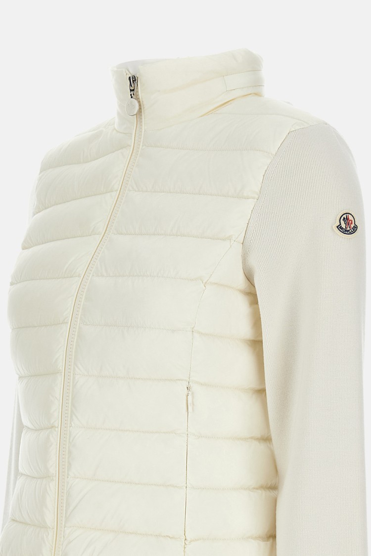 Moncler Turtleneck Cardigan Jacket With Zip Closure In White