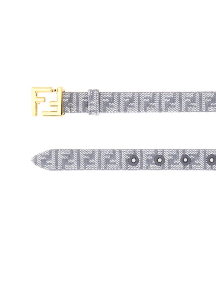 Fendi Jacquard Ff Fabric Belt In Gray