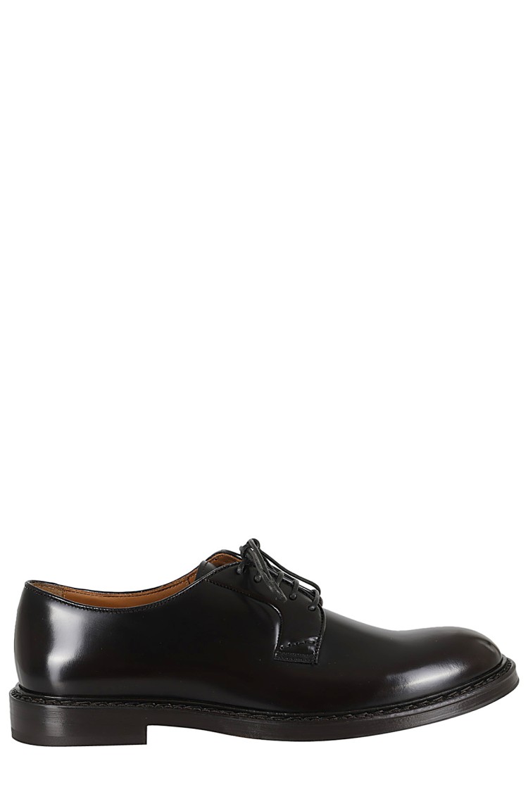Doucal's Derby Lace-ups In Dark Brown Leather In Brown