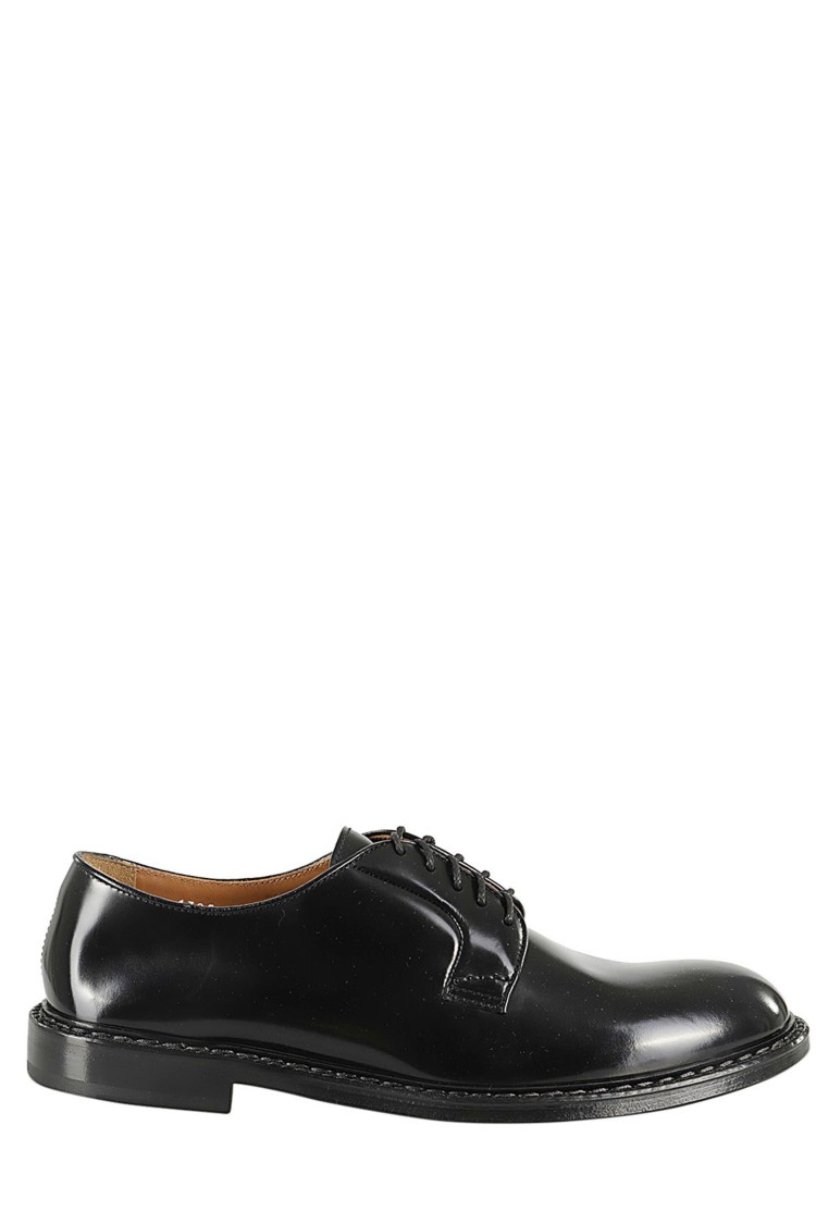 Doucal's Derby Lace-ups In Dark Brown Leather