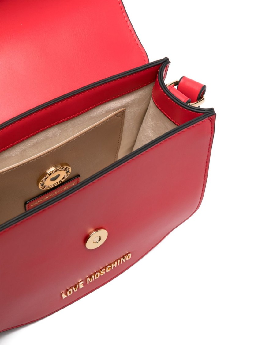 Love Moschino Red Crossbody Bag With Heart Plaque In Red