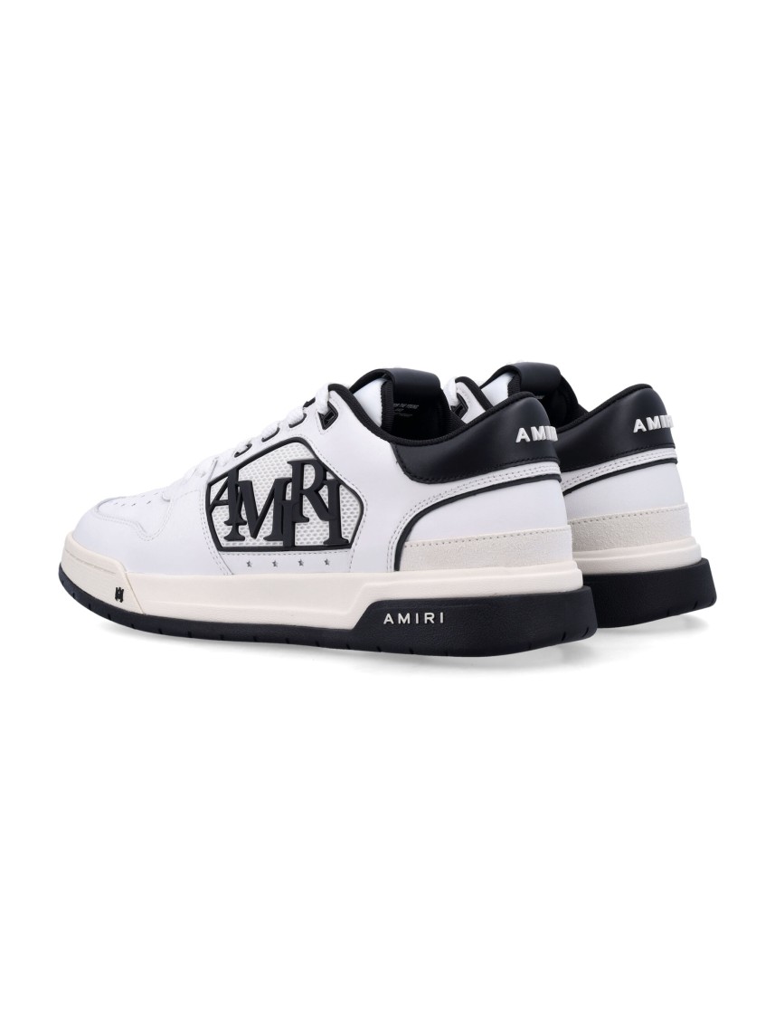 Amiri White Low Top Sneakers With Logo Patch On The Side And Contrasting Heel With Logo Lettering In Leath