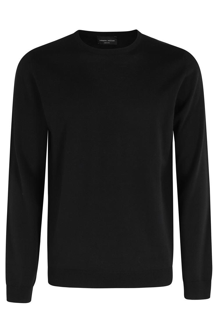 Roberto Collina Long-sleeve Merino Wool Sweater With Ribbed Detailing In Black