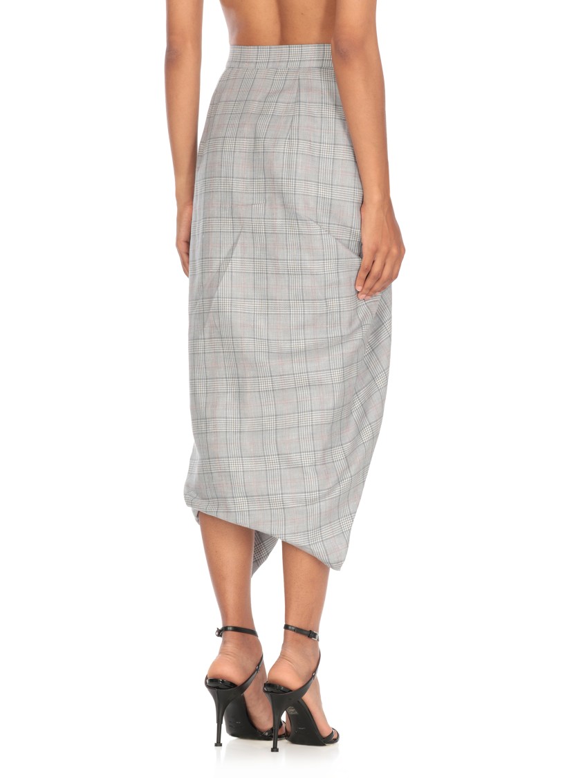 Vivienne Westwood Mens Multi Side Panther Check Wool-linen Blend Midi Skirt In Blue