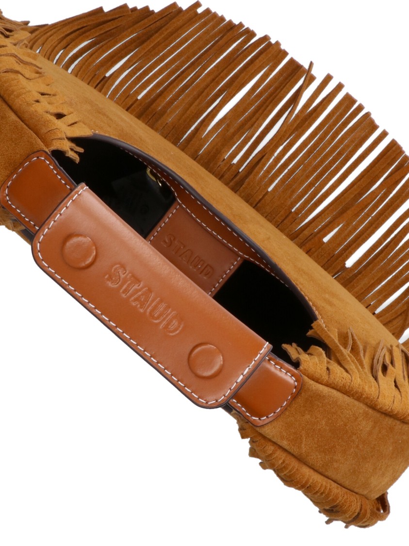 STAUD STAUD CRESCENT-SHAPED BROWN SUEDE BAG