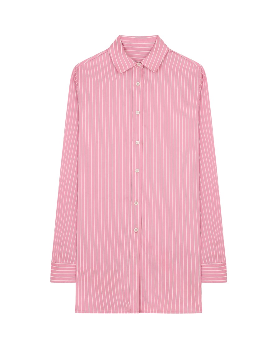SERENA BUTE SERENA BUTE SATIN STRIPE OPEN BACK SHIRT - PINK 