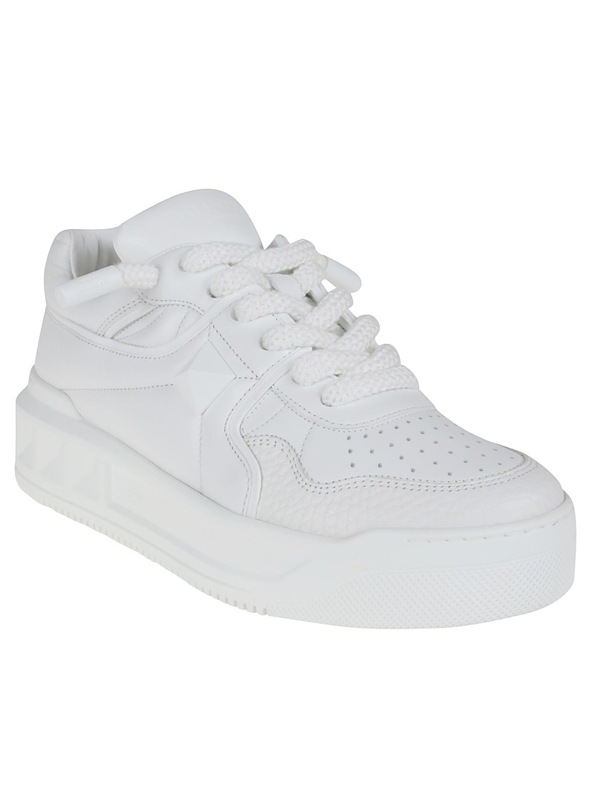 Shop Valentino White Low-top One Stud Xl Nappa Leather Sneaker