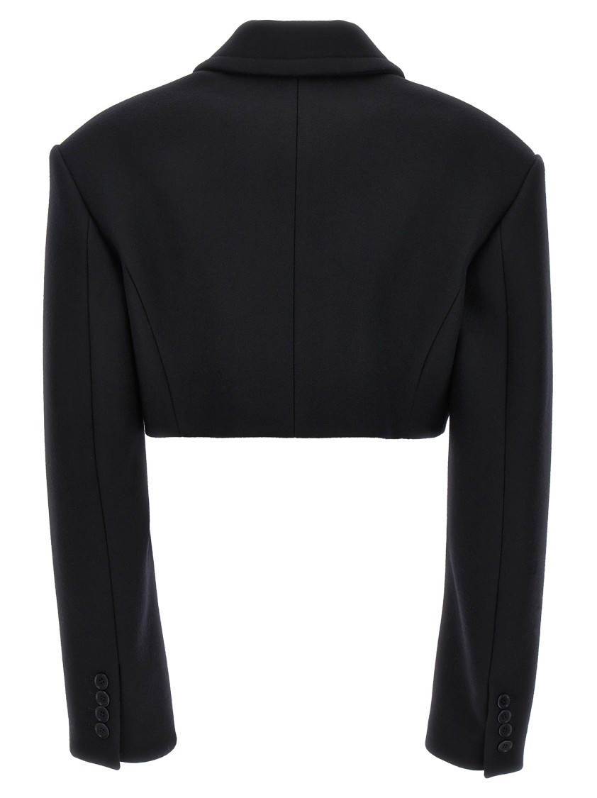 Stella Mccartney Cropped Wool Jacket With Button Closure In Black