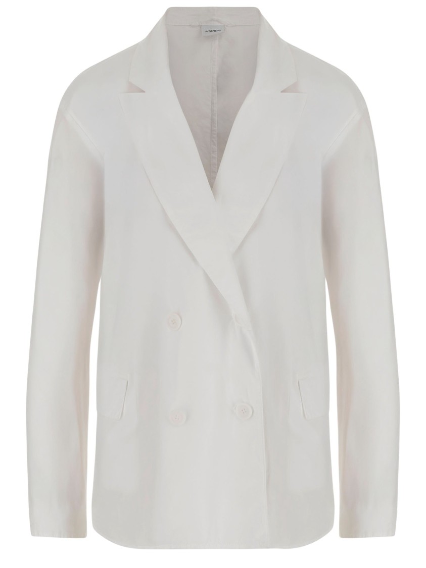 Aspesi Double-breasted Cotton Jacket In White