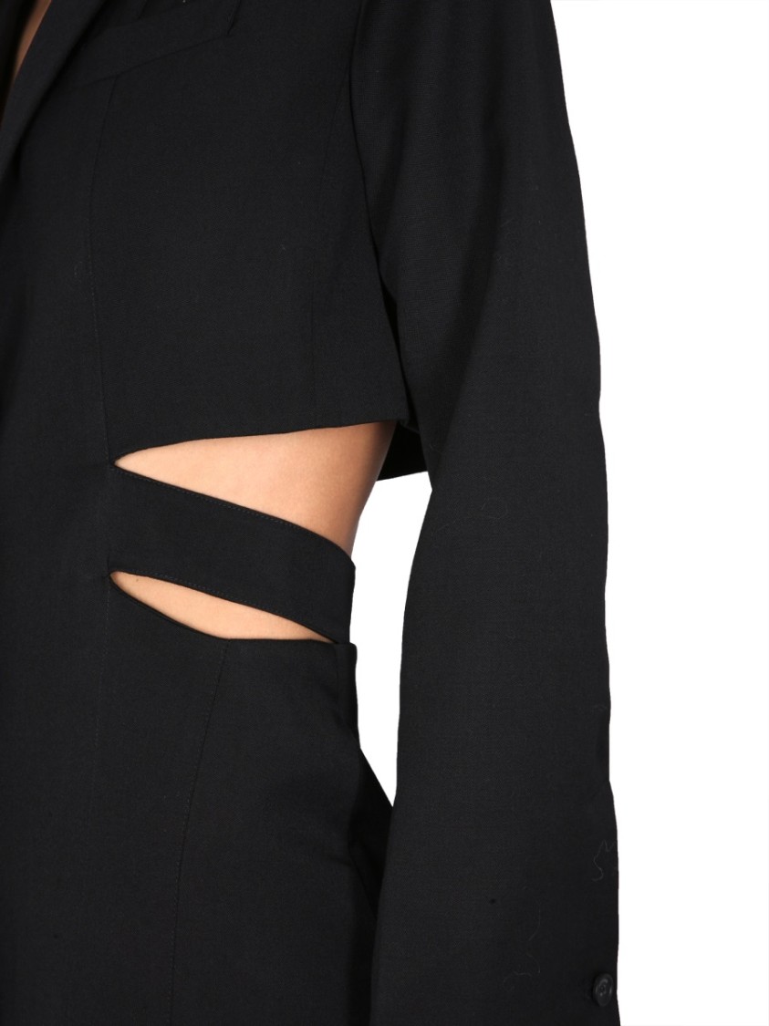 Jacquemus 'la Robe Bari' Black Single-breasted Jacket With Cut-out In Black
