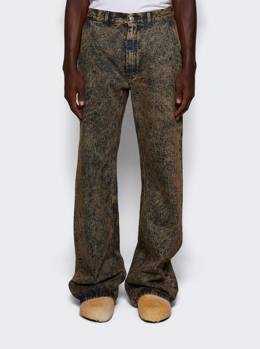 Shop Marni Marble Denim Straight-leg Jeans