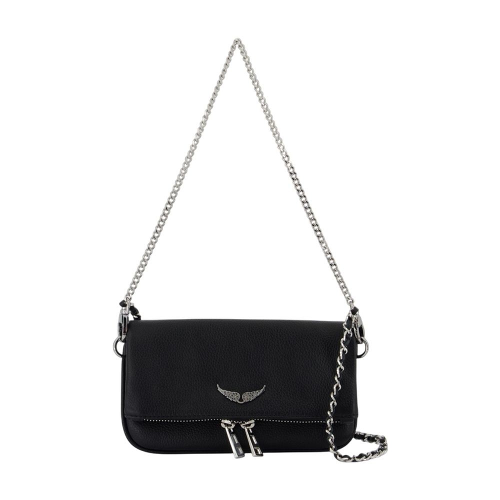 Zadig & Voltaire Rock Nano Wallet On Chain - Leather - Black In Black