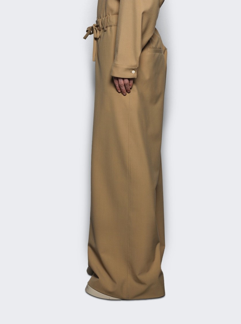Marni Relaxed-fit Beige Trousers With Drawstring Waist In Brown