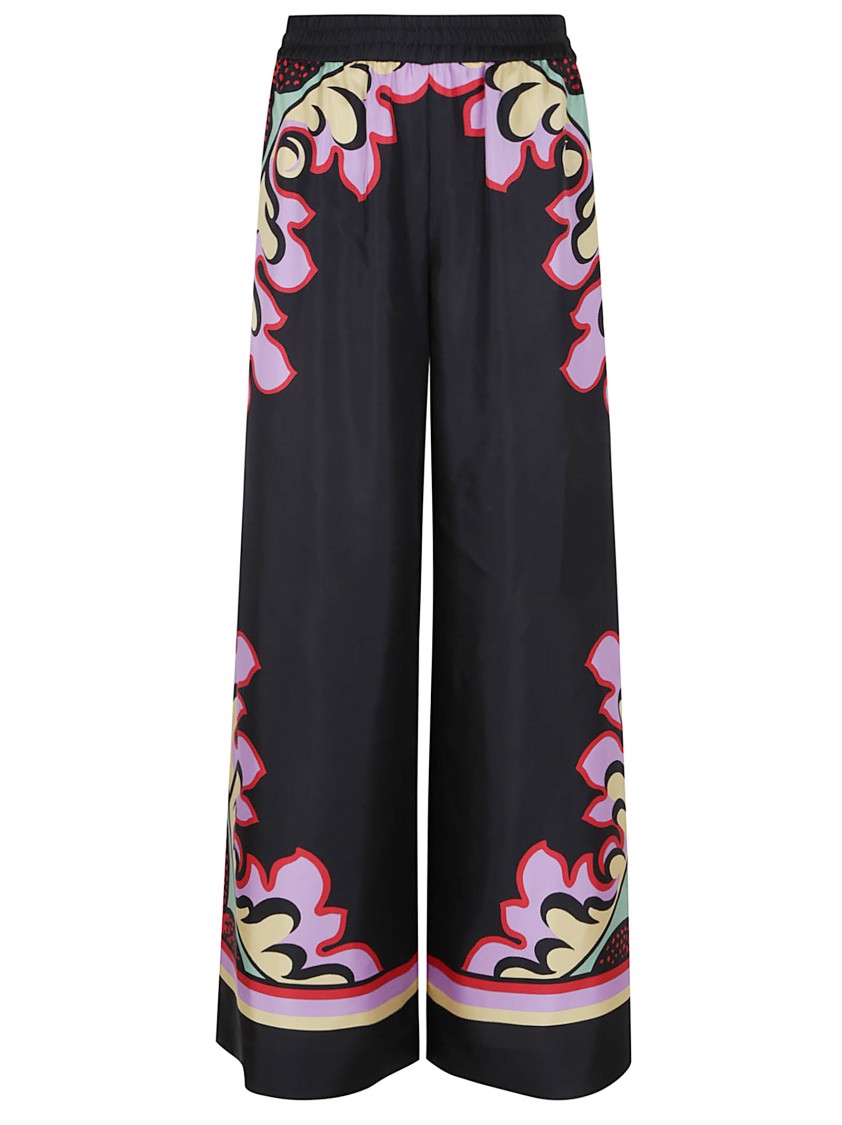 La Doublej La Double J Silk Twill Palazzo Pants With Relaxed Leg Design In Multi