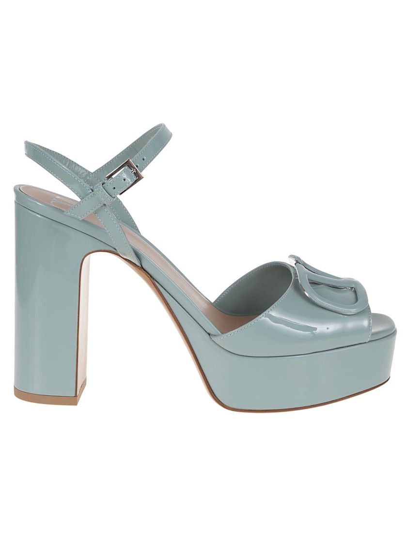 Valentino Patent Leather Sandal In Blue