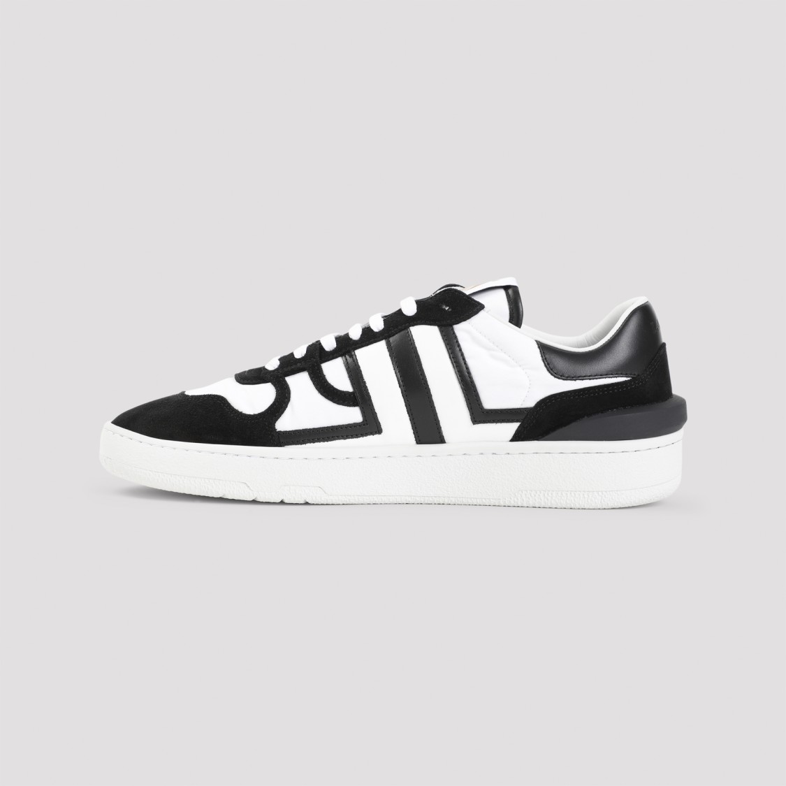 Shop Lanvin Black And White  Sneakers With Suede Accents