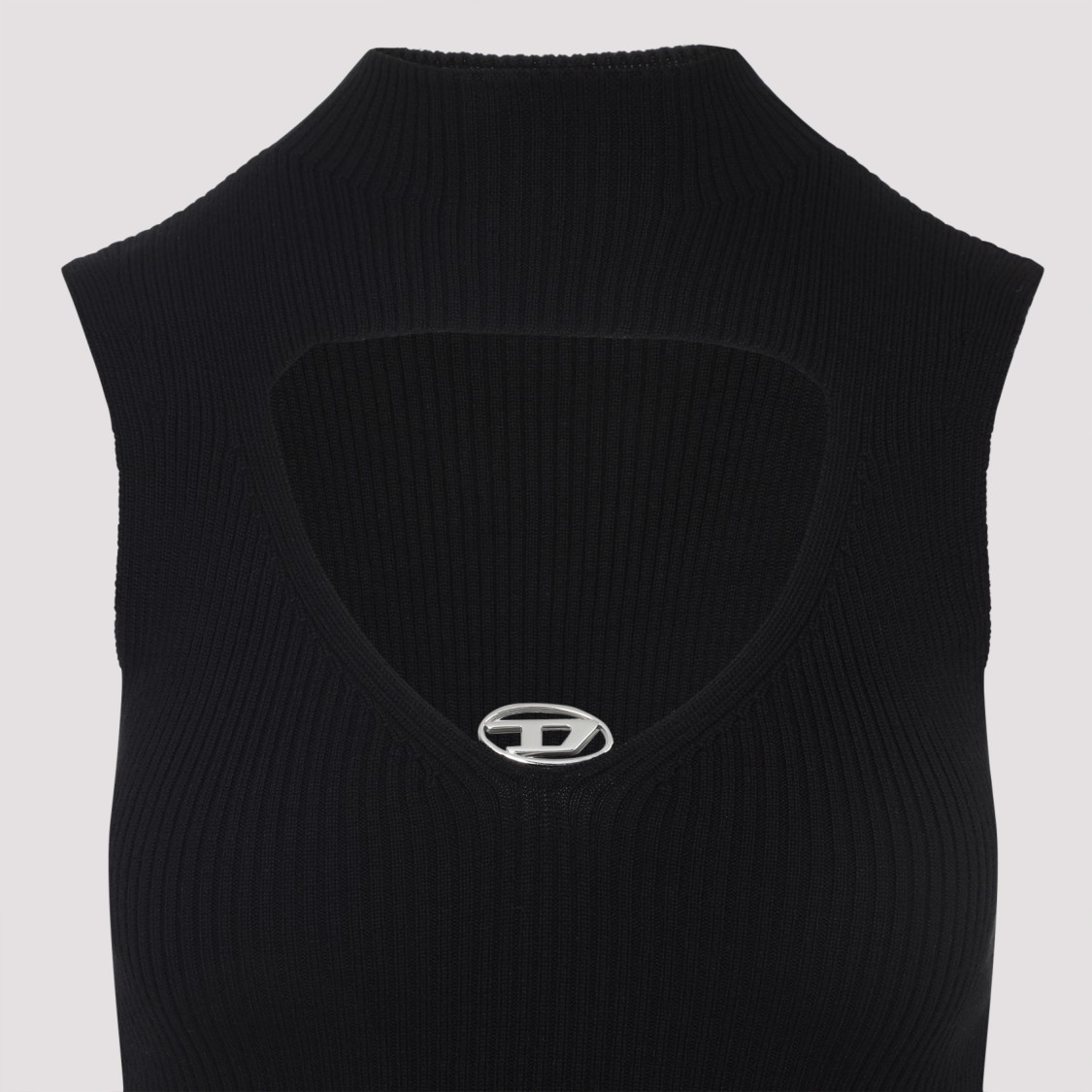 Diesel Womens 9xx M-olini Short Sleeveless Wool Knitted Mini Dress In Black