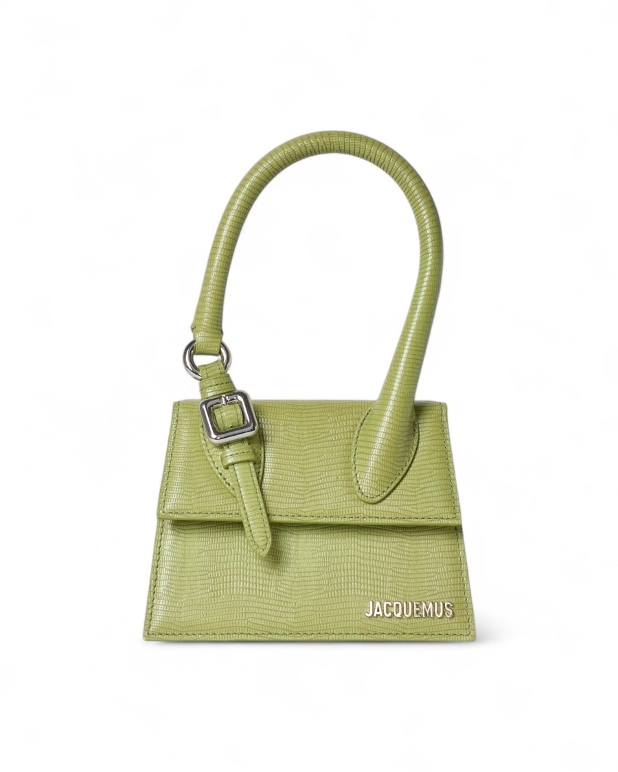 Jacquemus Le Chiquito Moyen Boucle Python Green In Green