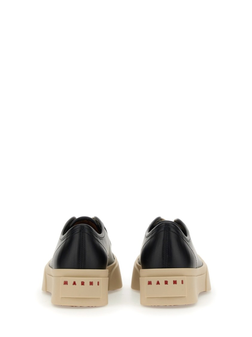 Shop Marni Black Calf Leather Sneakers