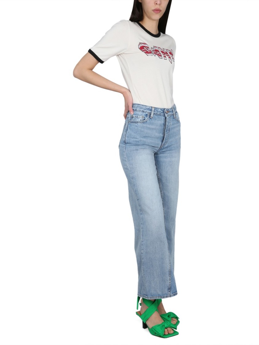 Ganni Wide-leg High-waist Jeans In Classic Light Blue Denim