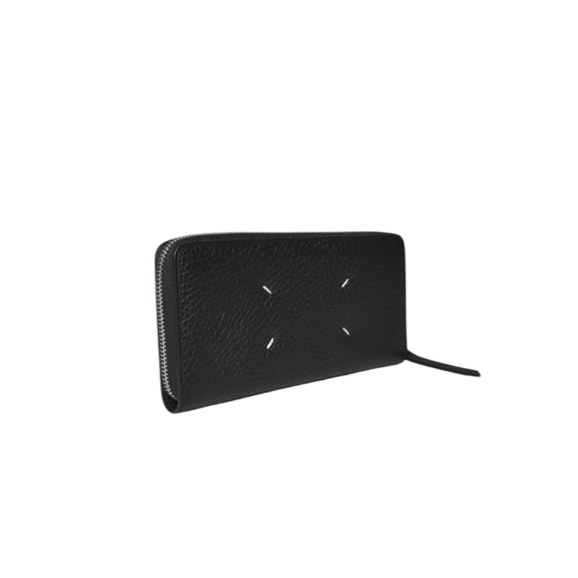 Maison Margiela Continental Wallet In Soft Grained Calf Leather With Zip Closure In Black