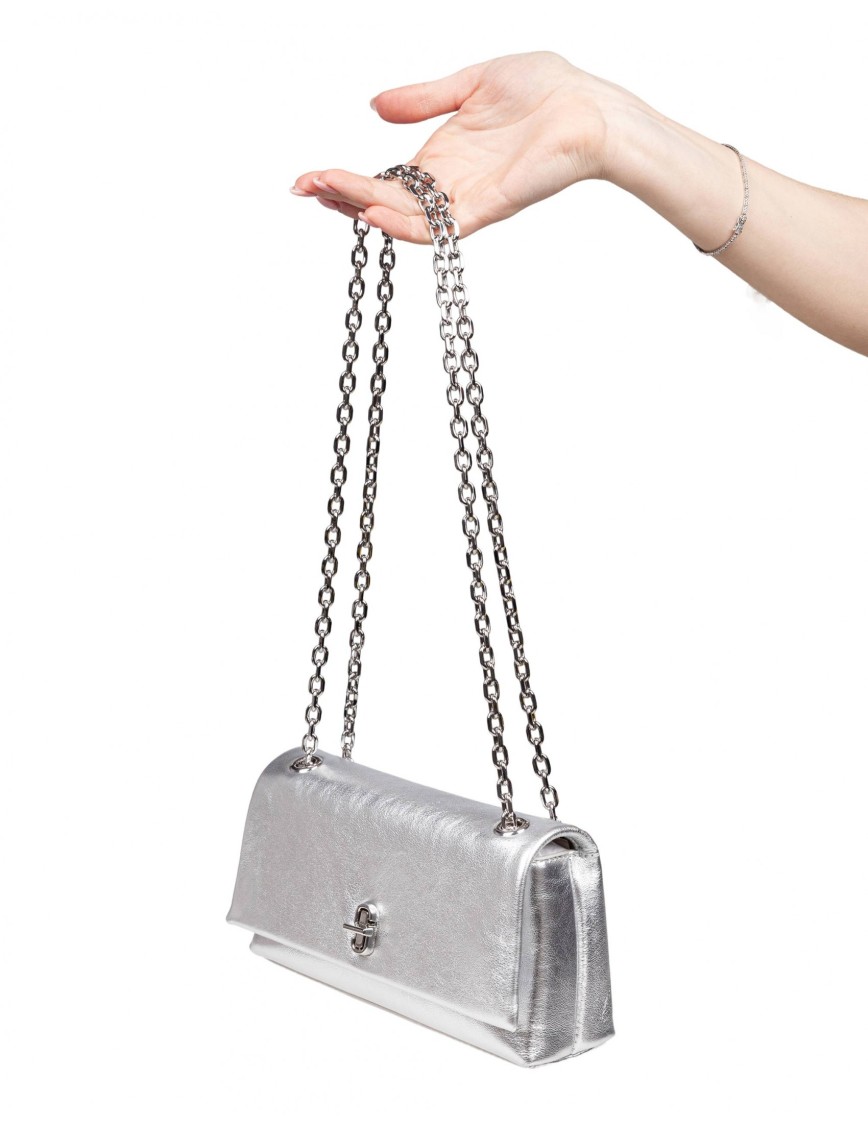 Marc Jacobs Shoulder Bag In Laminated Leather In Silver