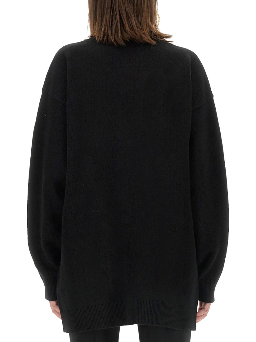 Versace Boxy Wool And Cashmere Cardigan Women In Black