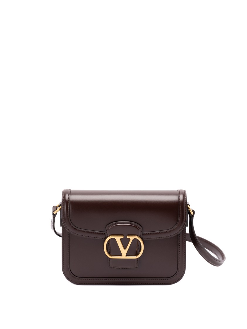 Valentino Garavani 9t05 Leather Shoulder Bag In Dark Brown