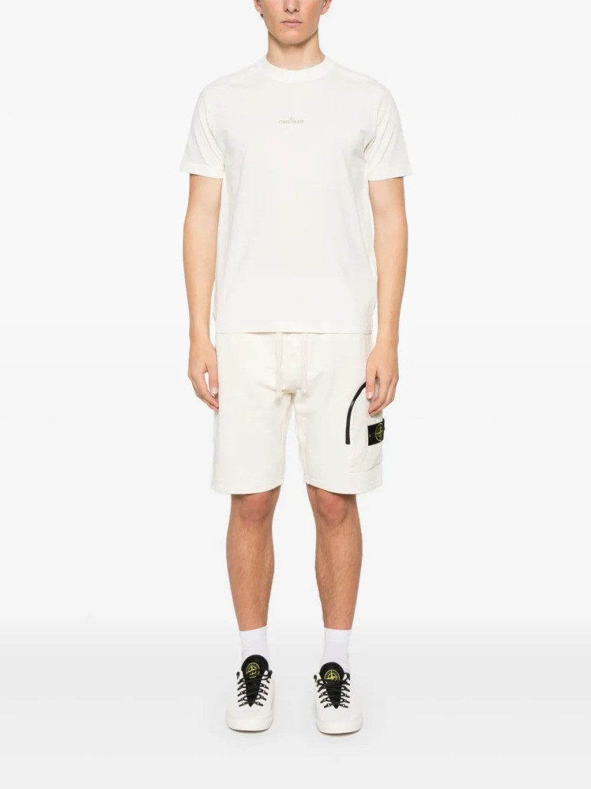 Shop Stone Island Compass-badge Track Shorts In Neutrals
